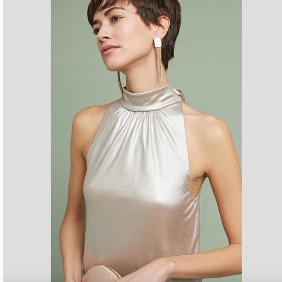 Anthro Bailey 44 Shimmer Mockneck A-line Dress - Picture 4 of 6